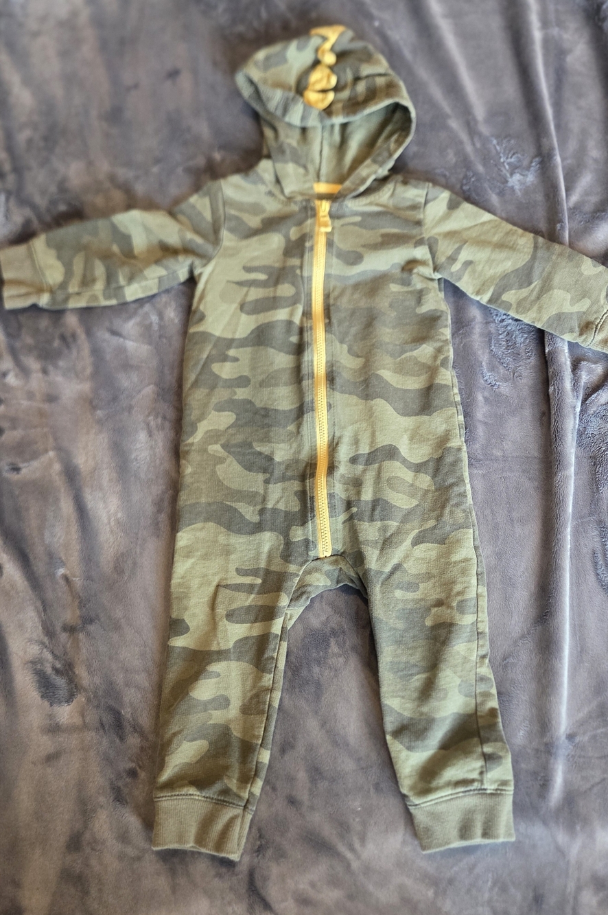 Carter's Baby Dinosaur Hooded Zip-Up Jumpsuit Camo 18M